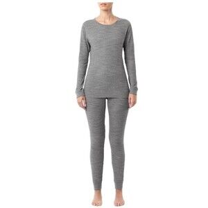 Fruit of the Loom Thermal Set Womens XXXL Gray Heather Elastic Waist Round Neck